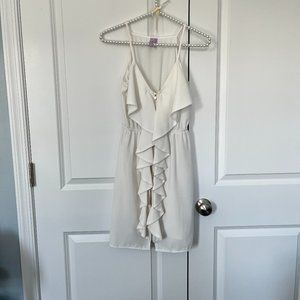 Small White Alyn Paige Front Zip Ruffle Dress